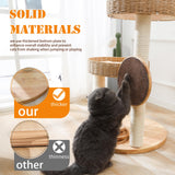 Solid Wood Cat Tree,Modern Cat Tower with Scratching Posts, Hand-Woven Beds & Toys | Heavy-Duty 20lbs Capacity,Indoor Cat Furniture for Big Cats Zonoria Zephyria