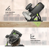 GALAX PRO 11 Amp Power Circular Saw, 6000RPM Corded Circular Saw with Adjustable Cutting Depth 2-7/16" (90°) to 1-13/16" (45°), 7-1/4 Inch Carpentry Saw Blade, Ideal for Wood, Plastic Cuts GALAX PRO