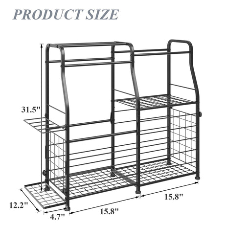 LUMAMU Garage Organizer - Sports Equipment Organizer Rack, Ball Storage Rack, Garage Organizer System for Sports Gear and Toys, Indoor/Outdoor Ball and Toy Storage, Black LUMAMU