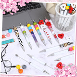 Spakon 24 Pcs Sublimation Beadable Blank Pens Metal Bead Pens DIY Heat Transfer Ballpoint Pen Black Ink Pen Personal Customization Pen Gift for Guest Wedding Students Teacher Office School Spakon