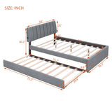 Harper & Bright Designs Full Size Upholstered Platform Bed with Twin Size Trundle, Teddy Fleece LED Platform Bed Wood Frame with Headboard, No Box Spring Needed - Gray Harper & Bright Designs