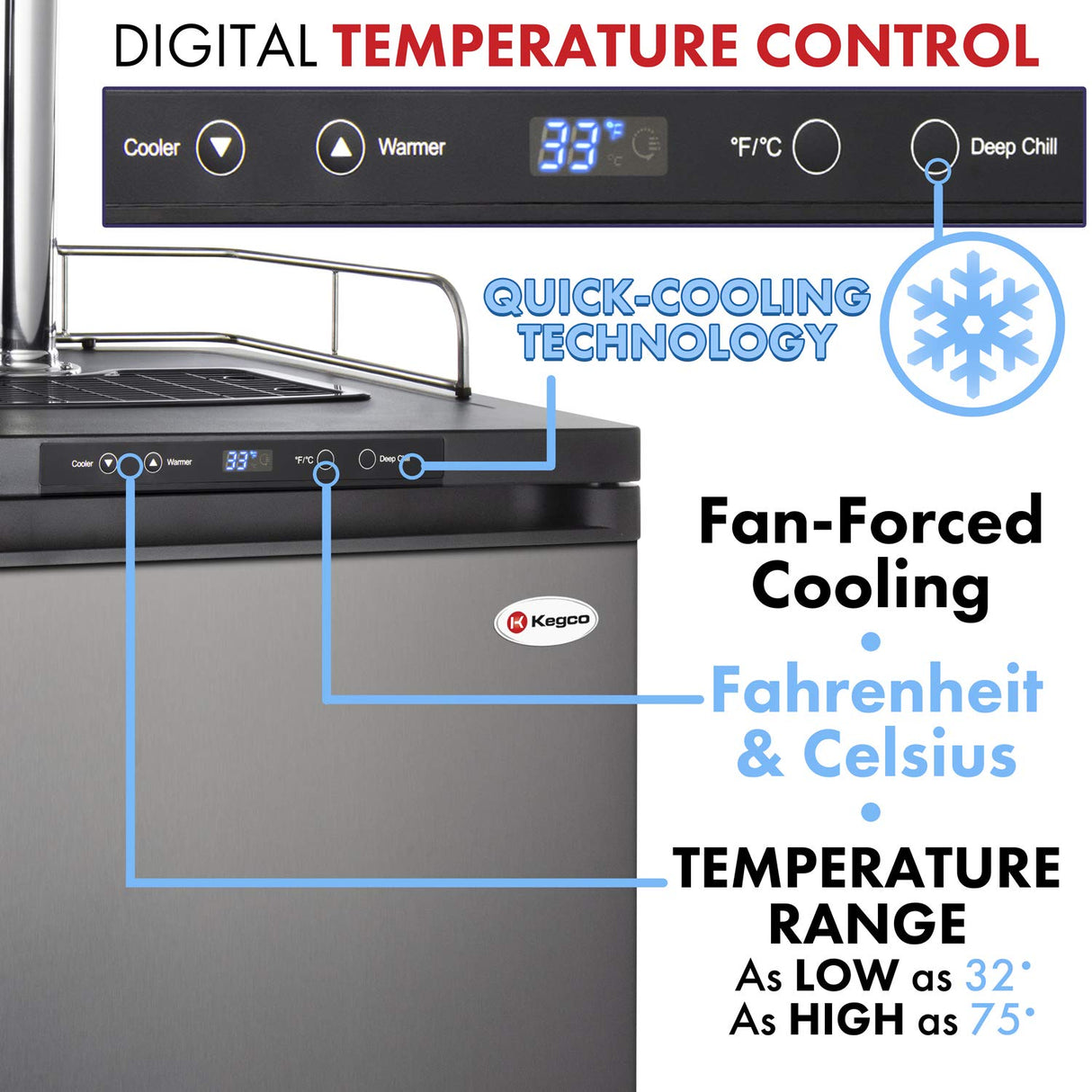 Kegco Kegerator, Dual Tap, Stainless Steel Kegco