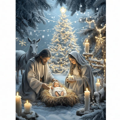 Jesus Nativity Diamond Art Kits for Adults-Christmas Jesus Born 5D Diamond Painting Kits for Adults Beginners,DIY Full Drill Diamonds Christian Gem Art Kits for Gift and Home Decoration(12x16 inch)