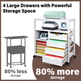 TC-HOMENY Craft Organizer Storage Cart, Rolling Cart Organizer, Vinyl Roll Holder and Cutting Machine Storage Cabinet, Craft Cart with Drawers for Craft Room 32" W x 16" D x 34" H TC-HOMENY
