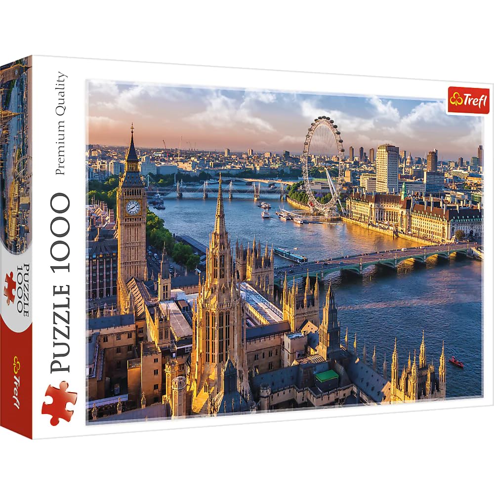 Trefl London 1000 Piece Jigsaw Puzzle Red 27"x19" Print, DIY Puzzle, Creative Fun, Classic Puzzle for Adults and Children from 12 Years Old Trefl