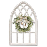 Sintosin Rustic Arched Window Frame 20 x 32 inch, Hanging Distressed White Window Pane Wall Decor, Farmhouse Window Frame Decor, Wooden Cathedral Window Frames for Wall Decor Living Room Christmas Sintosin