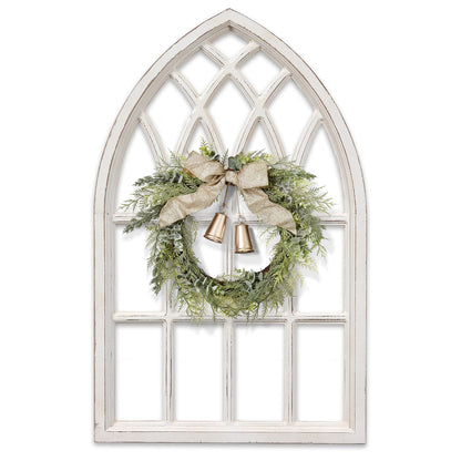 Sintosin Rustic Arched Window Frame 20 x 32 inch, Hanging Distressed White Window Pane Wall Decor, Farmhouse Window Frame Decor, Wooden Cathedral Window Frames for Wall Decor Living Room Christmas