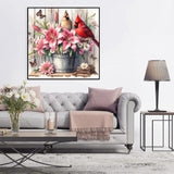 JXDXDJ Cardinal and Flowers Diamond Art Kits for Adults,Full Drill Butterfly 5D Diamond Painting Kits for Beginners,DIY Round Diamond Dots for Adults Crafts,Gem Painting Home Wall Decor 13.78x13.78 In JXDXDJ