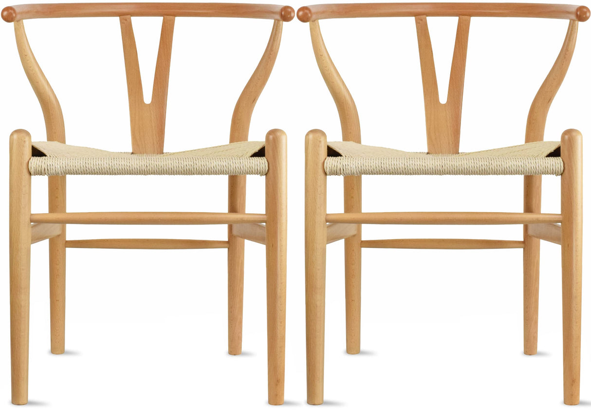 2xhome Wishbone Natural Beige Solid Wood Armchairs, 17.25D x 21.5W x 30.25H 2xhome