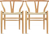 2xhome Wishbone Natural Beige Solid Wood Armchairs, 17.25D x 21.5W x 30.25H 2xhome