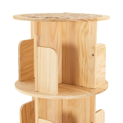 ZAWAYINE 4-Tier 360° Rotating Wooden Bookshelf with Stackable Shelves for Living Room and Office Storage - WoodArtSupply