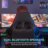 HOFFREE Led Gaming Chair Massage with Speakers Big and Tall Video Game Chair with Footrest for 400lbs Reclining High Back Computer Desk Chair Purple and Black HOFFREE