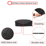 Half Moon Patio Furniture Set Covers, Half Moon Outdoor Sectional Cover Waterproof, Semi Circle Patio Sofa Couch Cover with Drawstring and Adjustable Shoulder Strap (125*59*30inch,Black) ZHMIZHAM
