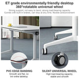Folding Conference Table 2-10 People,Mobile Conference Room Table Rolling Meeting Table with Caster Wheels，Modern Executive Desk、Podcast Table、Extra Wide Desk、Flip Top Table (4, White, 140cm) rzoizwko