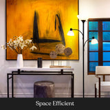 Brightech Sky Dome Double LED Floor lamp, Torchiere Super Bright Floor Lamp with 2 Reading Lamps for Living Rooms & Offices - Dimmable Tall Standing Lamp for Bedroom Reading - Tall Black Pole Brightech