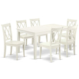 East West Furniture CACL7-LWH-W Capri 7 Piece Set Consist of a Rectangle Wooden Table and 6 Dining Room Chairs, 36x60 Inch East West Furniture