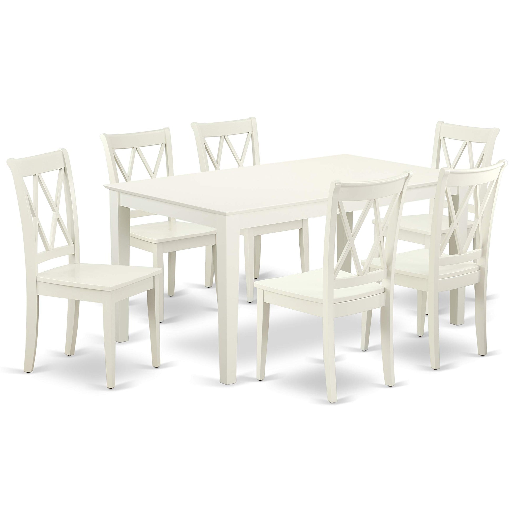 East West Furniture CACL7-LWH-W Capri 7 Piece Set Consist of a Rectangle Wooden Table and 6 Dining Room Chairs, 36x60 Inch - WoodArtSupply