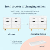 DaVinci Marley 6-Drawer Double Dresser in White Finish and Natural Legs DaVinci