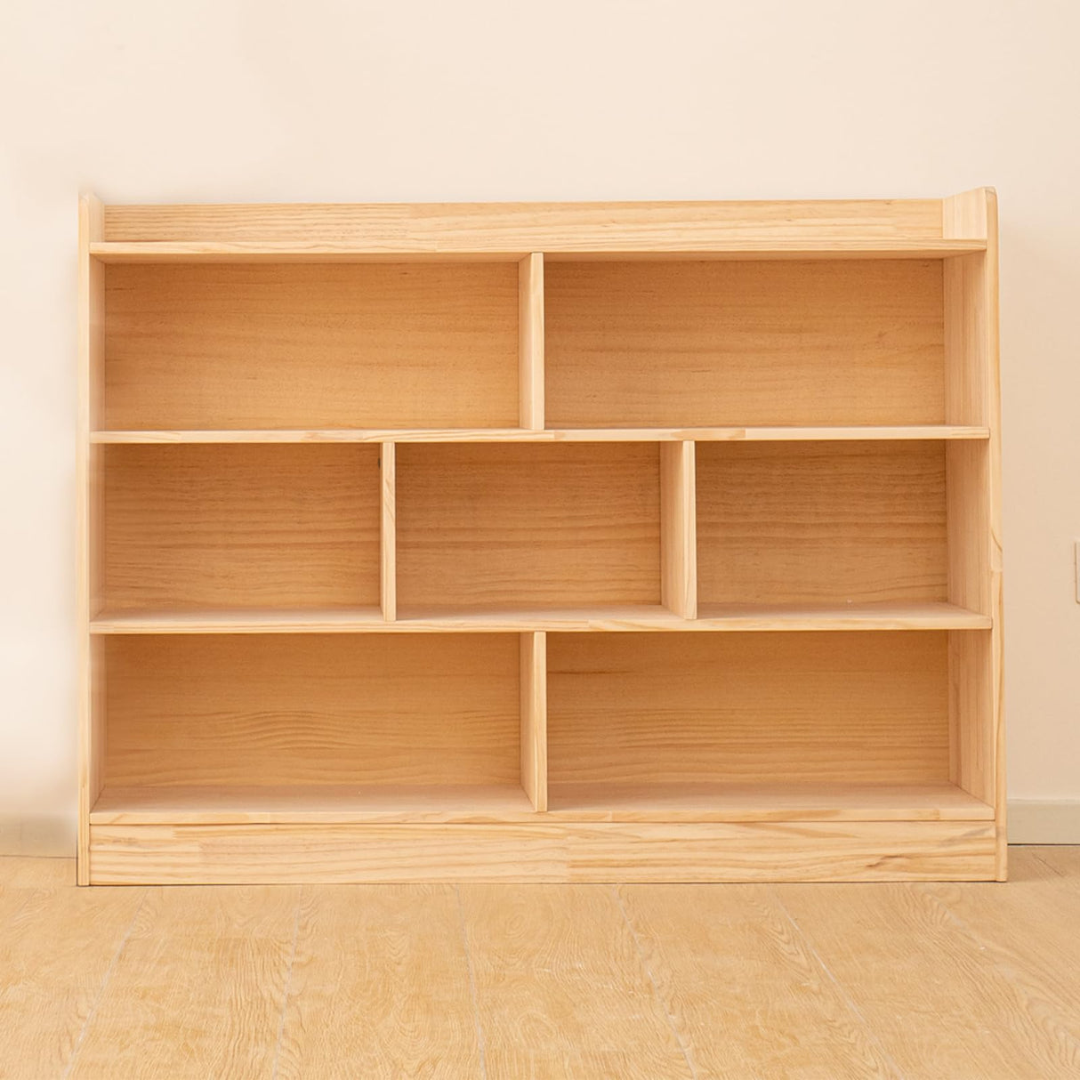 ChubanCraft 3-Tier 7-Compartment Wooden Storage Cabinet for Kids - Natural Finish Classroom Organizer ChubanCraft