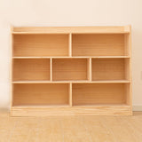 ChubanCraft 3-Tier 7-Compartment Wooden Storage Cabinet for Kids - Natural Finish Classroom Organizer ChubanCraft