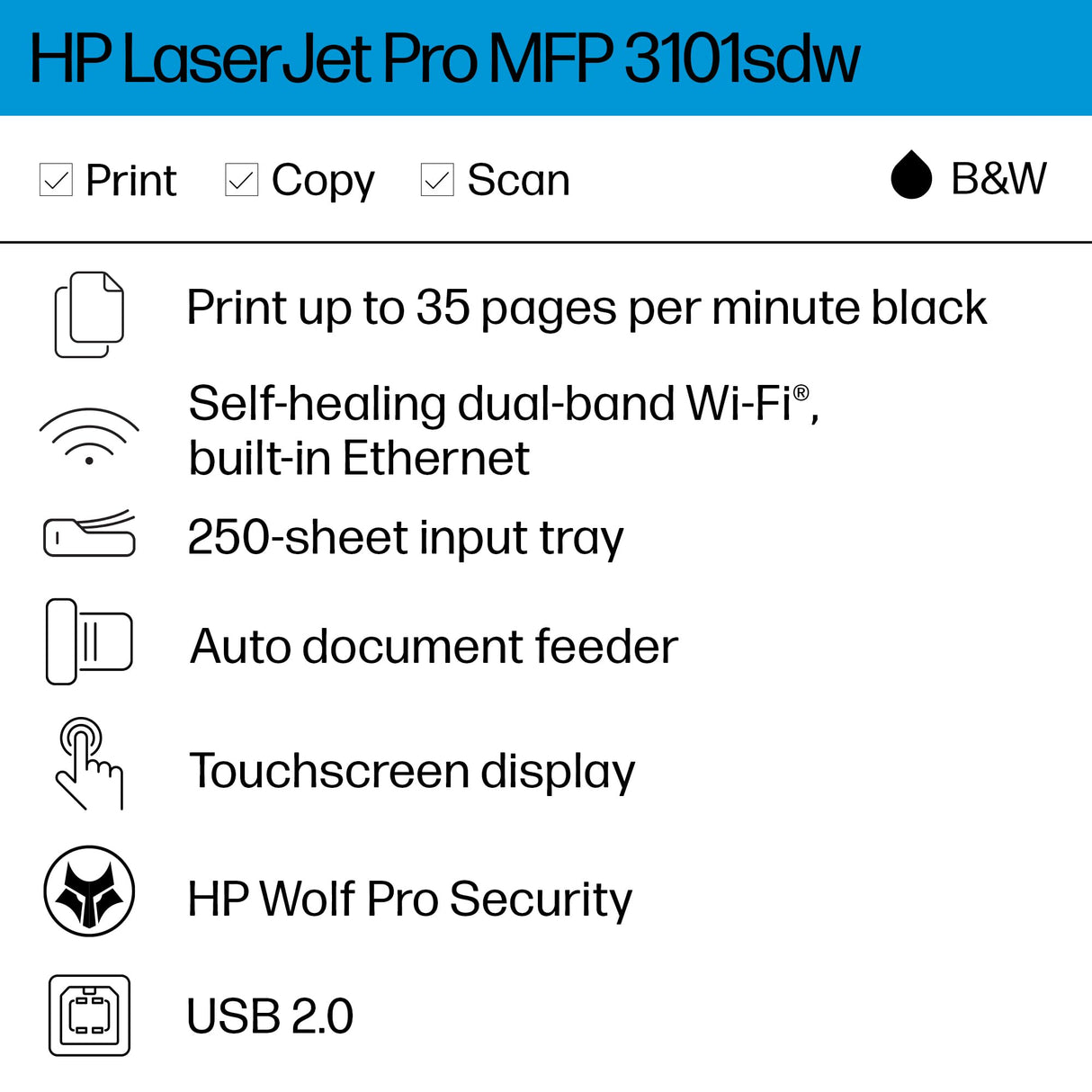 HP Laserjet Pro MFP 3101sdw Printer HP