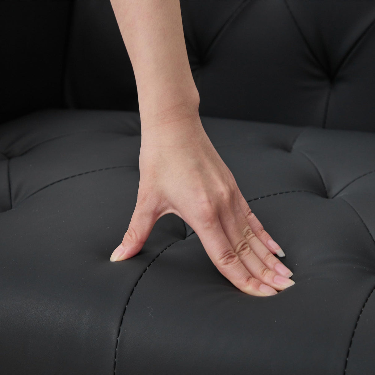 TYBOATLE Accent Chairs Set of 2 Comfy Living Room Chair Black Leather Tufted Mid Century Modern Accent Chair, Small Cozy Reading Arm Chair for Office, Bedroom (2, Black) TYBOATLE