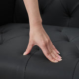 TYBOATLE Accent Chairs Set of 2 Comfy Living Room Chair Black Leather Tufted Mid Century Modern Accent Chair, Small Cozy Reading Arm Chair for Office, Bedroom (2, Black) TYBOATLE