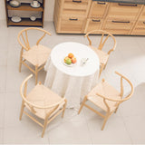 Tomile Set of 4 Wishbone Chair Solid Wood Y Chair Mid-Century Armrest Dining Chair, Hemp Seat (Ash Wood - Natural) Tomile