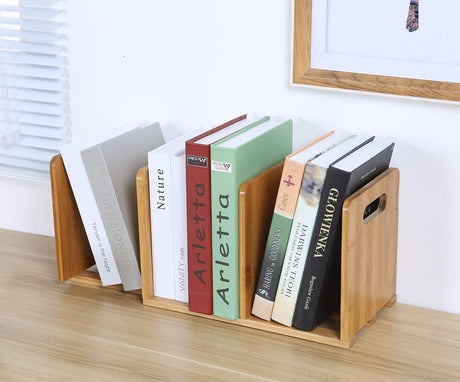 Salafey Expandable Bamboo Desktop Bookshelf - Versatile Organiser for Home and Office Salafey
