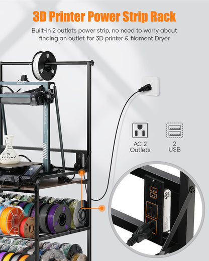 AHOWPD 3D Printer Rack Filaments Storage - Rolling 3d Printing Stand Filament Organizer, Spools Holder Racks Cart with Wheels, Heavy Duty Shelf Hold Spool PLA, ABS, PETG for Garage Office Workshop