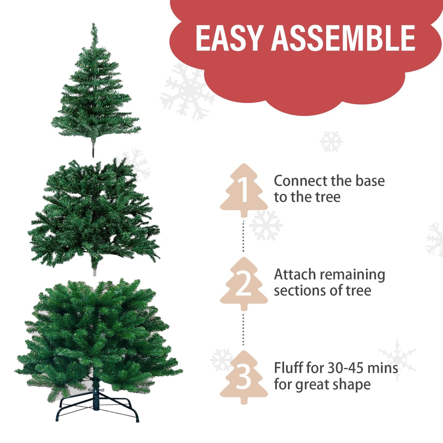 BDL 10FT Green Christmas Tree Premium Hinged Artificial Pine Tree with Solid Metal Stand and Decorations,2150Tips