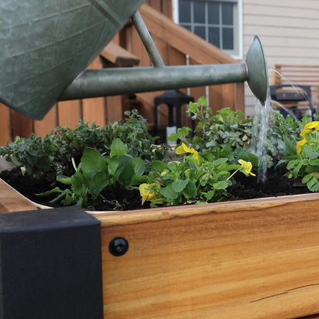 Backyard Discovery 48" Teak Wood Raised Garden Bed Planter Box with Galvanized Steel Legs, Mesh Liner for Outdoor Gardening, Patio, Balcony, Deck, Porch Backyard Discovery