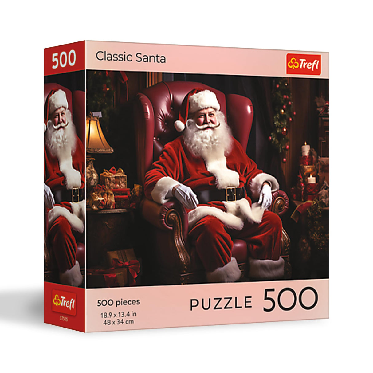 Trefl Classic Santa 500 Piece Jigsaw Puzzle 27"x19" Print, DIY Puzzle, Christmas Jigsaw, Creative Fun, Classic Puzzle for Adults and Children from 12 Years Old Trefl