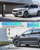 Level 2 EV Charger(32A, 240V, NEMA 14-50 Plug), Portable SAE Electric Car Charger with 25ft EV Charger Extension Cord, Adjustable Current, Home Outdoor Level 2 Mobile Electric Vehicle Charging Station SEGUMA