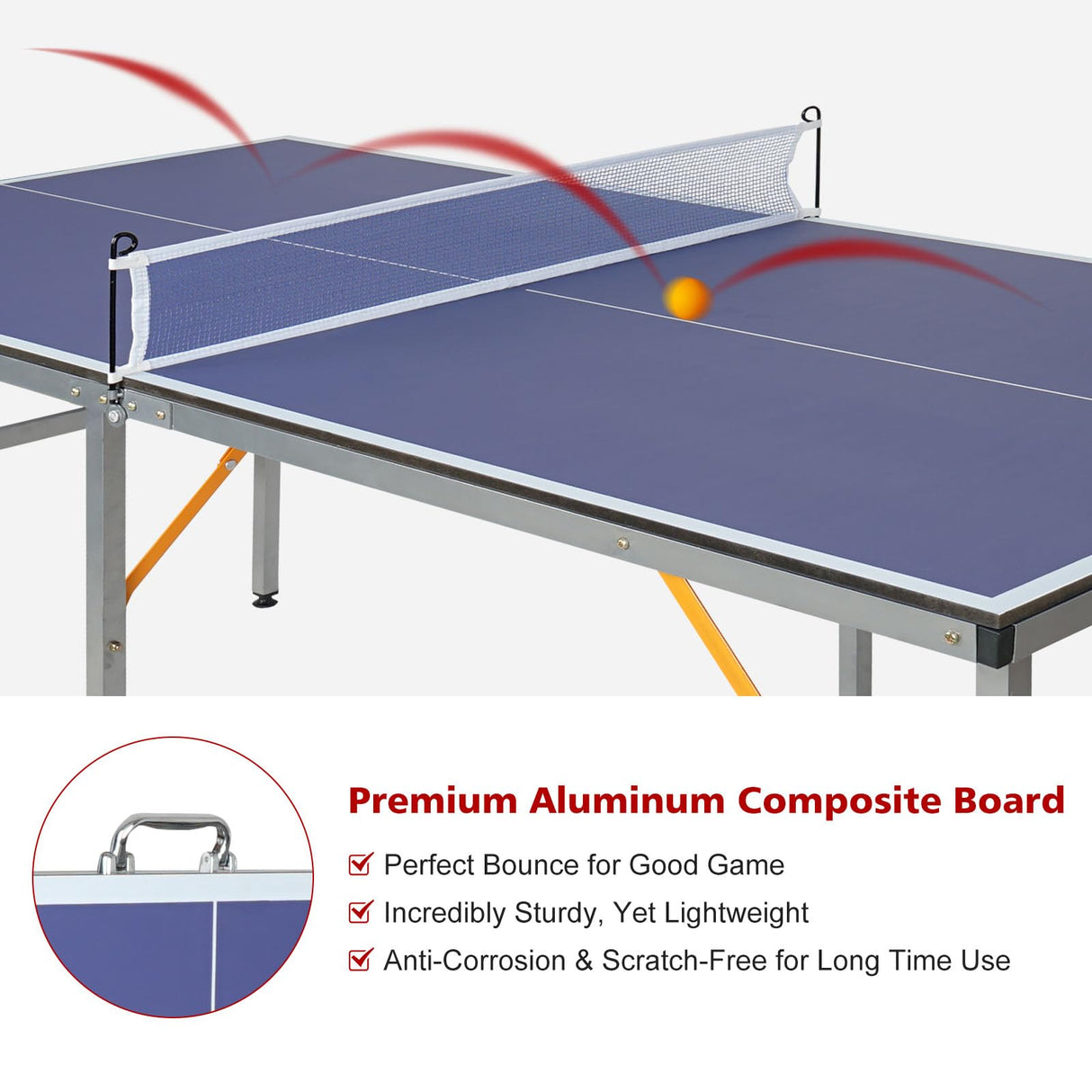 AOKUNG Mid-Size Table Tennis Table Foldable & Portable 6ft Ping Pong Table Set, 2 ping-Pong Bats and 3 Balls, Available Indoors and Outdoors AOKUNG