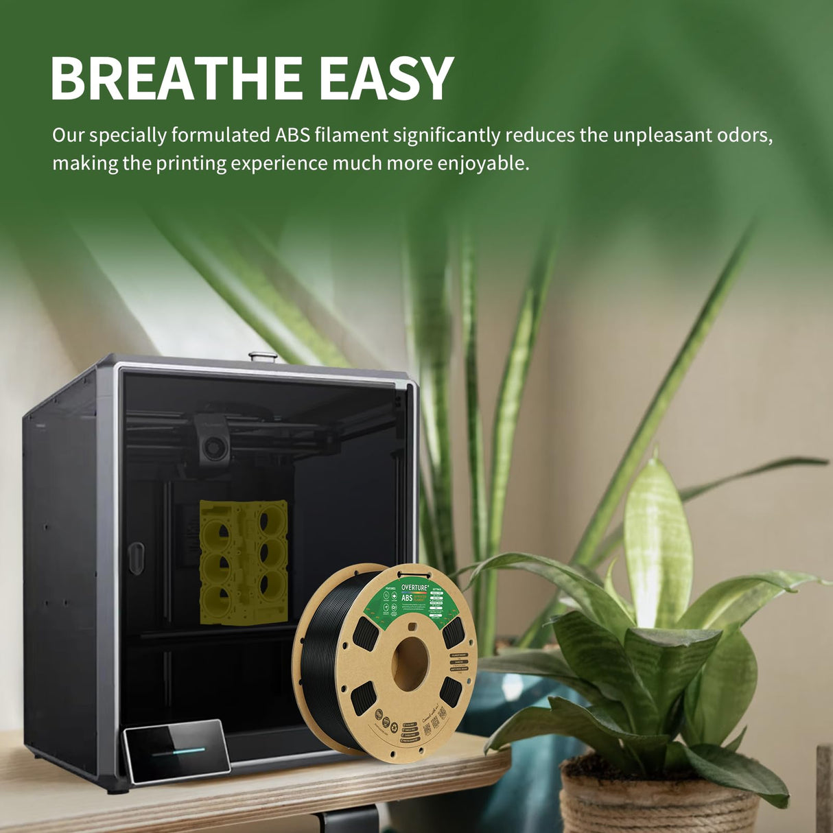 OVERTURE ABS Filament 1.75mm, ABS 1kg Spool (2.2lbs),3D Printer Filament,Dimensional Accuracy +/- 0.02 mm, Fit Most FDM Printer (Black 1-Pack) OVERTURE