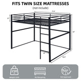 Suwopmvy Heavy Duty Metal Loft Bed Frame Full Size with Safety Guard Rails & Built-in Ladder - Sturdy Space Saving Loft Bed for Kids, Teens, Adults, College Dorm, Studio Apartment (Black, Full) Suwopmvy