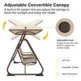 EAST OAK 2-Person Outdoor Patio Swing Chair with Adjustable Canopy, Porch Swing with Comfortable and Breathable Seats, Independent Swing Chairs for Garden, Balcony, Backyard, Chestnut Brown EAST OAK