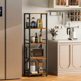 Furologee 5 Tier Tall Bookshelf, Rustic Narrow Bookcase, Display Standing Shelf Units, Metal and Wood Storage Shelves Organizer for Bedroom, Living Room, Home Office, Entryway, Kitchen, Rustic Brown Furologee