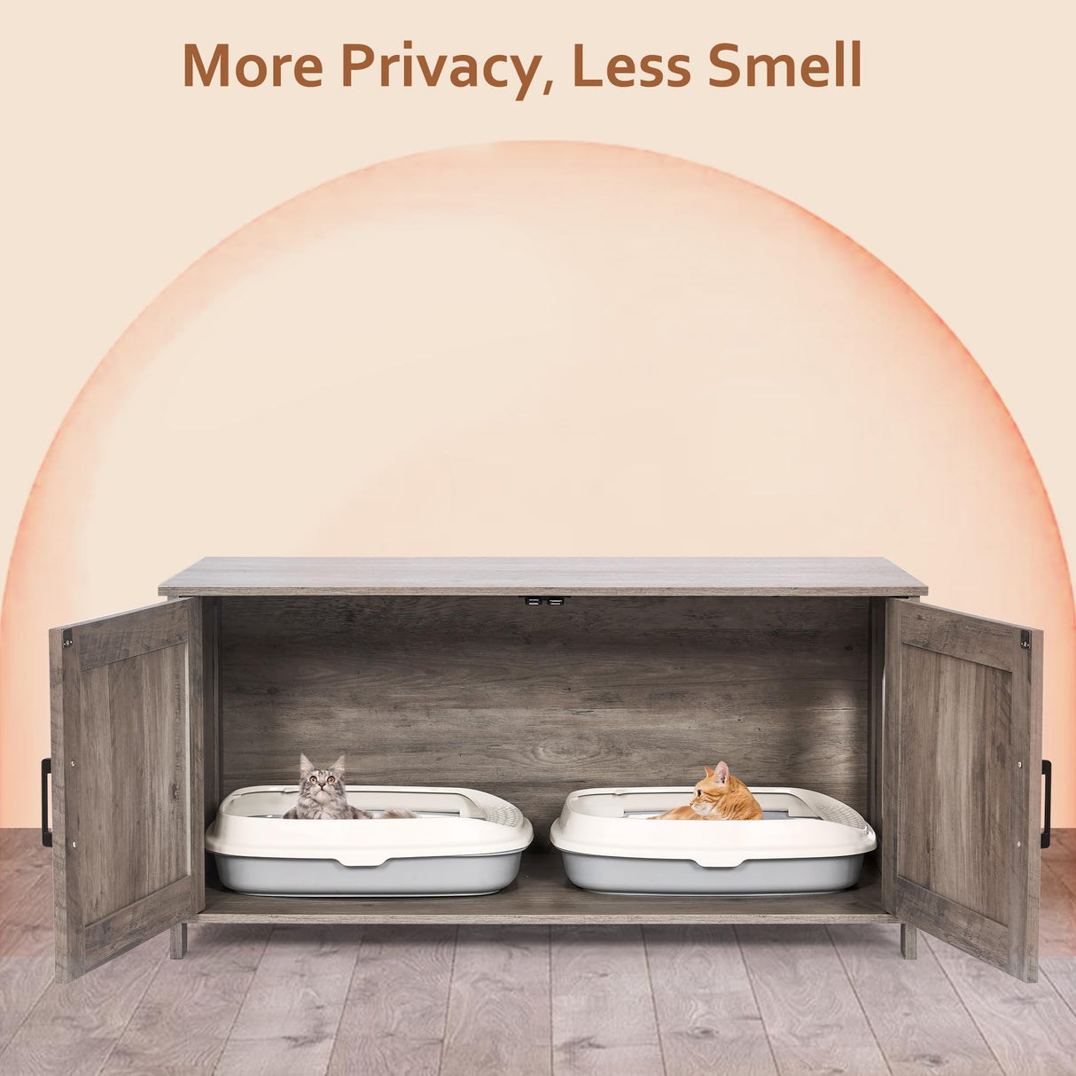 Homhedy 39.4" L Cat Litter Box Enclosure,Litter Box Furniture Hidden with Barn Door,Wooden Cat Washroom Furniture,Cat House,Fit Most of Litter Box, Greige Homhedy