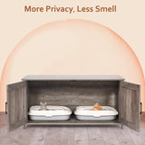 Homhedy 39.4" L Cat Litter Box Enclosure,Litter Box Furniture Hidden with Barn Door,Wooden Cat Washroom Furniture,Cat House,Fit Most of Litter Box, Greige Homhedy