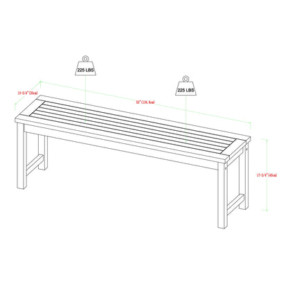 Walker Edison Dominica Contemporary 3 Piece Slatted Acacia Wood Outdoor Dining Table and Bench Set, Set of 3, Dark Brown - WoodArtSupply