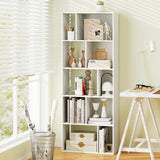 Nightcore 63” Tall Freestanding Display Shelf, 5-Tier Geometric Bookcase with 10 Storage Cubbies, Anti-toppling Devices, Modern Bookshelf for Living Room, Bedroom, Home Office, White WoodArtSupply
