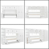 Merax Twin Size Murphy Bed with Desk, Multifunctional Wood Foldable Wall Bed with Wardrobe, Drawers and Cabinet, Space-Saving Hidden Bed for Guest Room Office, No Box Spring Needed, White Merax