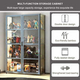 Curio Display Cabinet, 4-Tier Storage Shelves with Acrylic Double Door, Collectibles Toy Organizers Rack & Display Shelf, Bookshelf and Bookcase for Playroom, Bedroom,Wooden,130×82cm/51×32in Generic