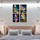 Muzagroo Art Moon Diamond Painting Kits for Adults, 5D Diamond Art Kits for Beginners, DIY Diamond Arts and Crafts for Living Room, Diamond dots Kits Kids Room 4 PCS Wall Art Muzagroo Art