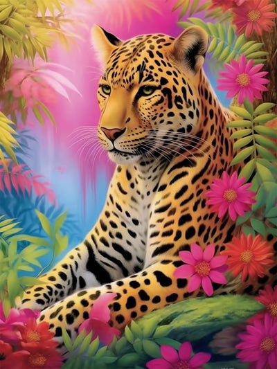 Reofrey DIY Diamond Art Painting Kits for Adults Leopard, Diamond Art Animal Full Drill Round Rhinestone Diamond Art Painting Accessories, Cross Stitch Embroidery for Crafts (30x40 cm/ 12x16 inch)