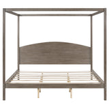 Harper & Bright Designs Brown Wash King Canopy Bed Frame with Headboard & Support Legs Harper & Bright Designs