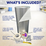 BlueTex Insulationㅤ Insulation White Reflective Foam Core Tearproof 2 Car Garage Door Insulation Kit 18FT (Wide) x 7FT (HIGH) to Cool Your Garage. Complete DIY Installation Kit BlueTex Insulation