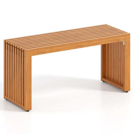 Tangkula Patio Acacia Wood Bench, 36” Outdoor All-Slat Wood Bench for 2 People, 800 lbs Capacity, Outdoor Backless Seating Furniture for Park, Garden, Yard, Porch (1,Teak) Tangkula